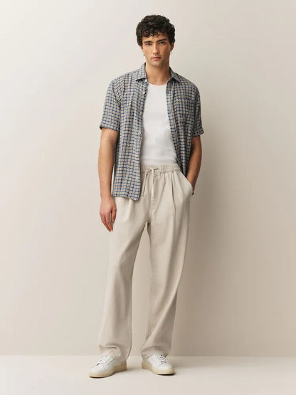 Ecru White Relaxed Fit Elasticated Joggers With Linen