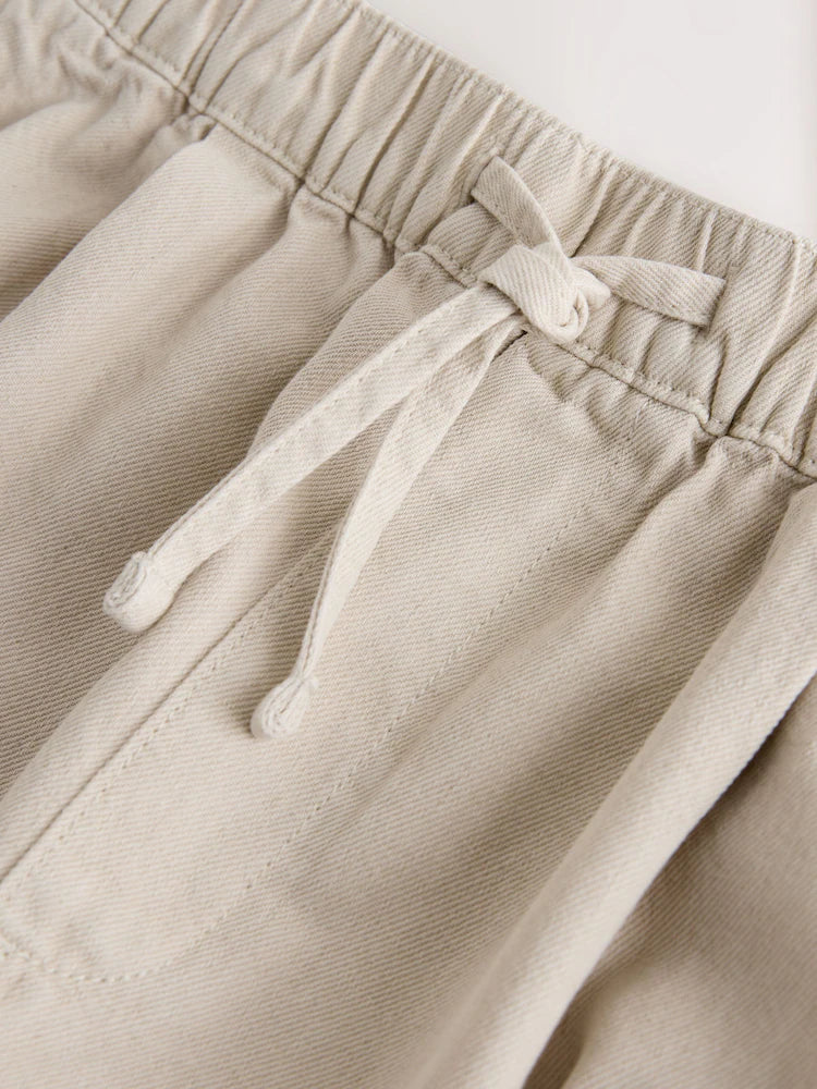 Ecru White Relaxed Fit Elasticated Joggers With Linen