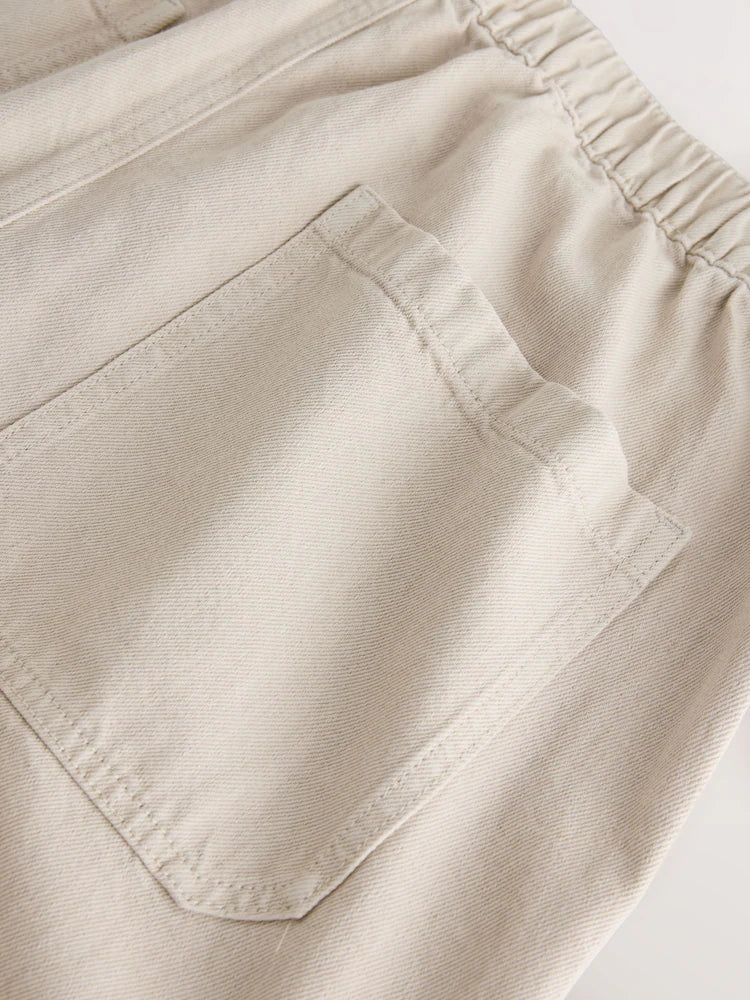 Ecru White Relaxed Fit Elasticated Joggers With Linen